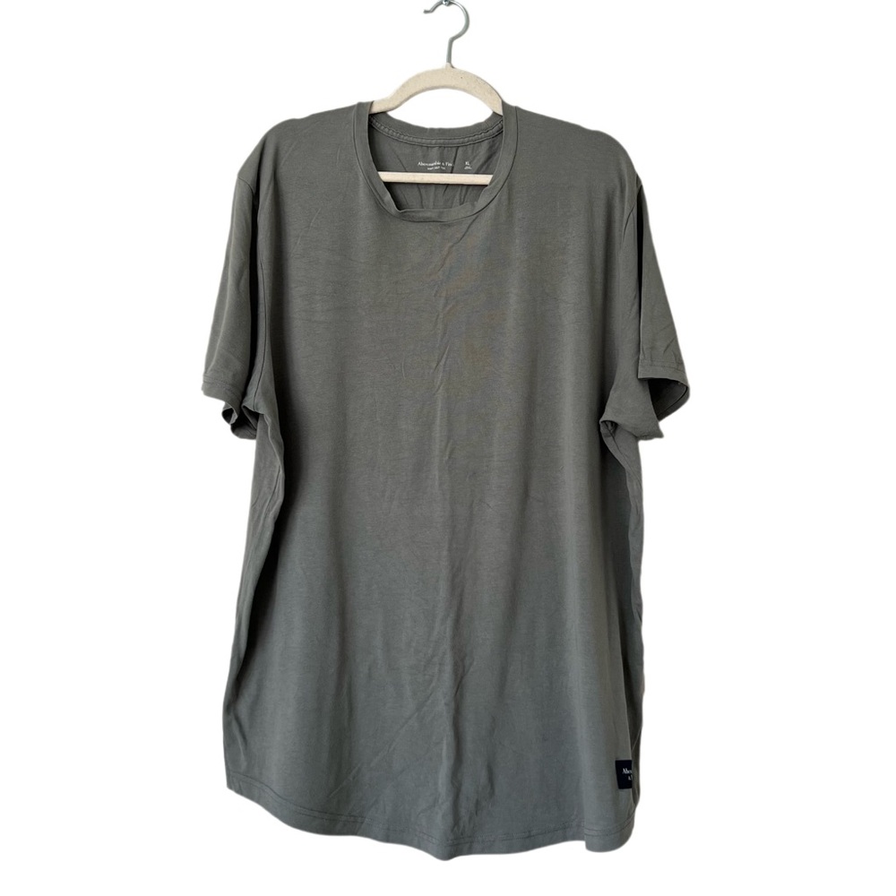 Men’s Abercrombie & Fitch Soft A&F Short Sleeve Curved Hem Tee Olive Green